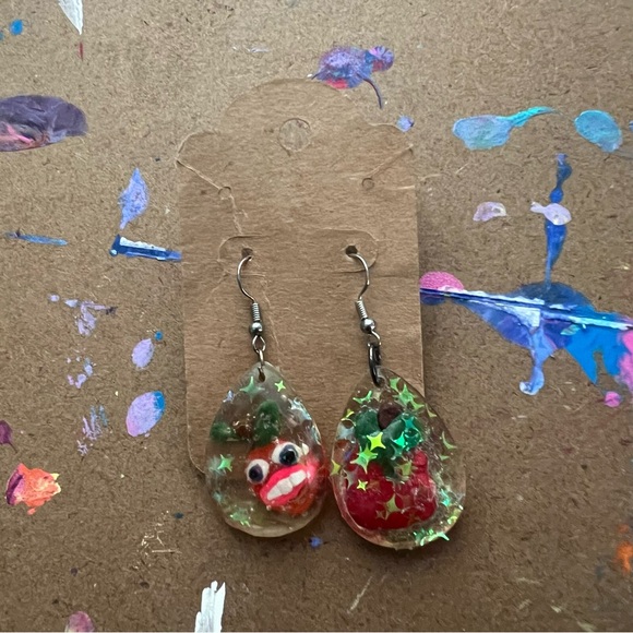 Funky Apple Earrings - Picture 6 of 7